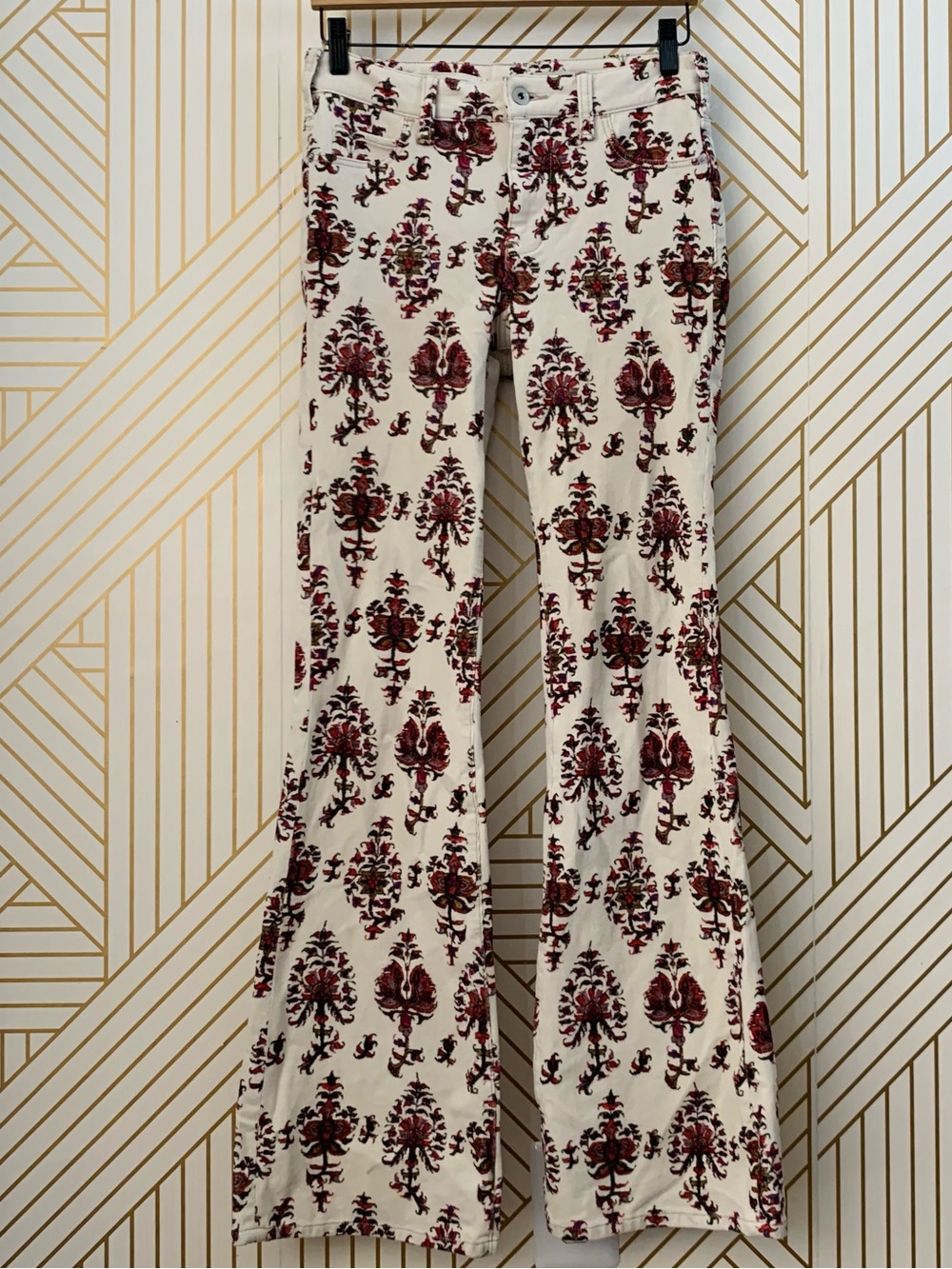 Anthropologie Pilcro High Rise Bootcut Pant Floral Corduroy 26 Tall cotton blend - Picture 3 of 12